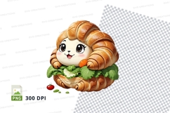 Cartoon croissant sandwich clipart png Product Image 1