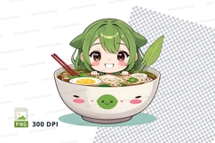 Anime character in ramen bowl clipart png Product Image 1