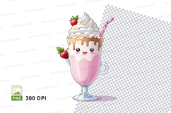 Cute strawberry milkshake clipart png Product Image 1