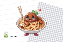Cartoon dog character eating spaghetti clipart png Product Image 1