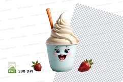Cartoon ice cream cup with strawberries mockup Product Image 1