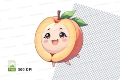 Cartoon peach character clipart png Product Image 1