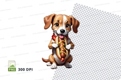 Cartoon dog holding hot dog clipart png Product Image 1
