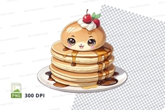 Stack of pancakes with whisker cat clipart png Product Image 1