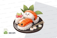 Cute cartoon sushi clipart png Product Image 1