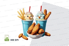 Clipart png of two cartoon ice cream cups with fries Product Image 1