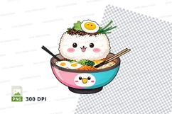 Cute cartoon ramen bowl clipart png Product Image 1