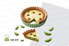 Clipart png of a pea pie with a slice removed Product Image 1