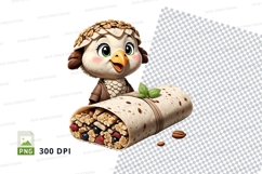 Cartoon chicken with burrito clipart png Product Image 1