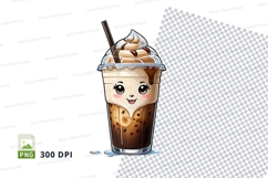 Cute character iced coffee clipart png Product Image 1