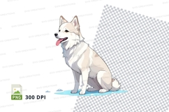 Clipart png of a white dog sitting Product Image 1
