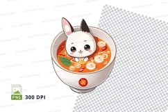 Cute bunny in soup bowl clipart png Product Image 1