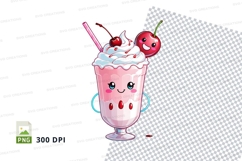 Cute strawberry milkshake clipart png Product Image 1