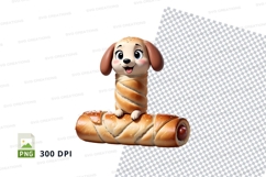 Cartoon dog wrapped in bread clipart png Product Image 1