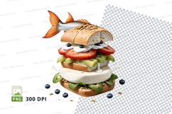 Sandwich mockup with fish clipart Product Image 1