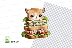 Cartoon cat face sandwich illustration Product Image 1