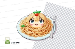 Cute cartoon spaghetti girl clipart png Product Image 1