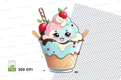 Cartoon ice cream sundae clipart png Product Image 1