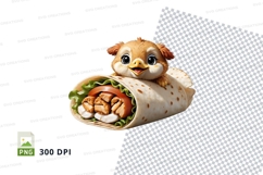 Cartoon dog wrapped in burrito clipart Product Image 1