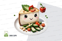 Cute cheese slice with vegetables clipart png Product Image 1