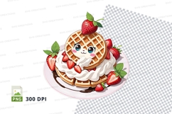 Waffle with strawberries and whipped cream clipart png Product Image 1