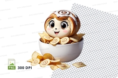 Cute cartoon character in a bowl of chips clipart png Product Image 1