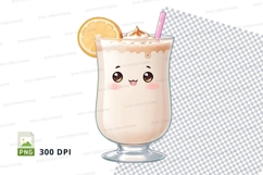 Cute milkshake with lemon slice clipart png Product Image 1