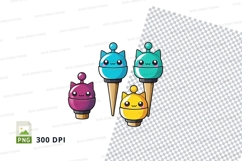 Clip art png - cat ice cream cone set Product Image 1