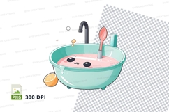 Cartoon sink with face and kitchen utensils mockup Product Image 1