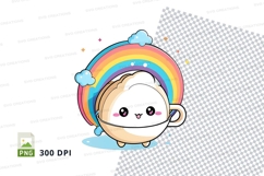 Cute cartoon cat with rainbow headband clipart png Product Image 1