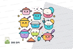 Kawaii cooking utensils clipart png set Product Image 1