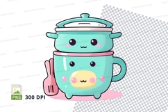 Kawaii pot and lid clipart png Product Image 1
