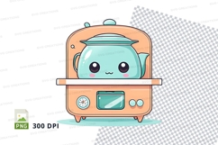 Kawaii teapot sticker on toaster mockup Product Image 1