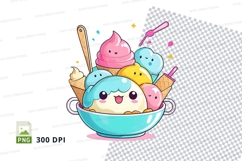 Cute cartoon ice cream sundae clipart png Product Image 1