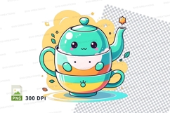 Cute teapot and cup clipart png Product Image 1