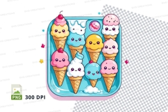 Clipart png of cute cartoon ice cream cones Product Image 1