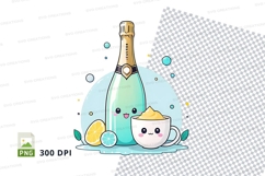 Champagne bottle and coffee cup clipart png Product Image 1