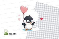 Penguin clipart with heart balloon Product Image 1