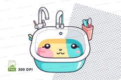 Cartoon cat in a sink clipart png Product Image 1