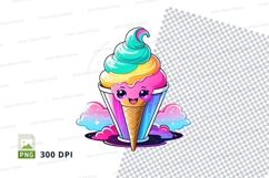 Cute cartoon rainbow ice cream cone clipart Product Image 1