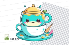 Cute kawaii cat in teacup mockup Product Image 1