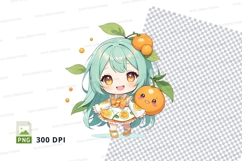 Anime character holding oranges clipart Product Image 1