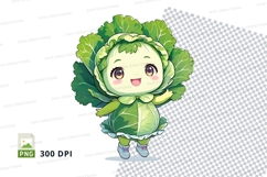 Cabbage character clipart png Product Image 1