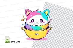 Cartoon cat in a bowl clipart png Product Image 1