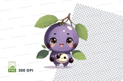 Cartoon blueberry character clipart png Product Image 1