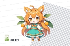 Anime character with oranges clipart png Product Image 1