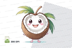 Cartoon coconut character clipart png Product Image 1