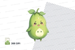 Cute green pear character clipart png Product Image 1