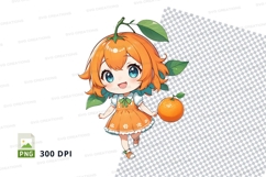 Cartoon character holding orange clipart png Product Image 1