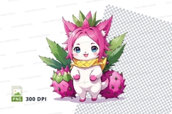 Cute cartoon character holding dragon fruit Product Image 1